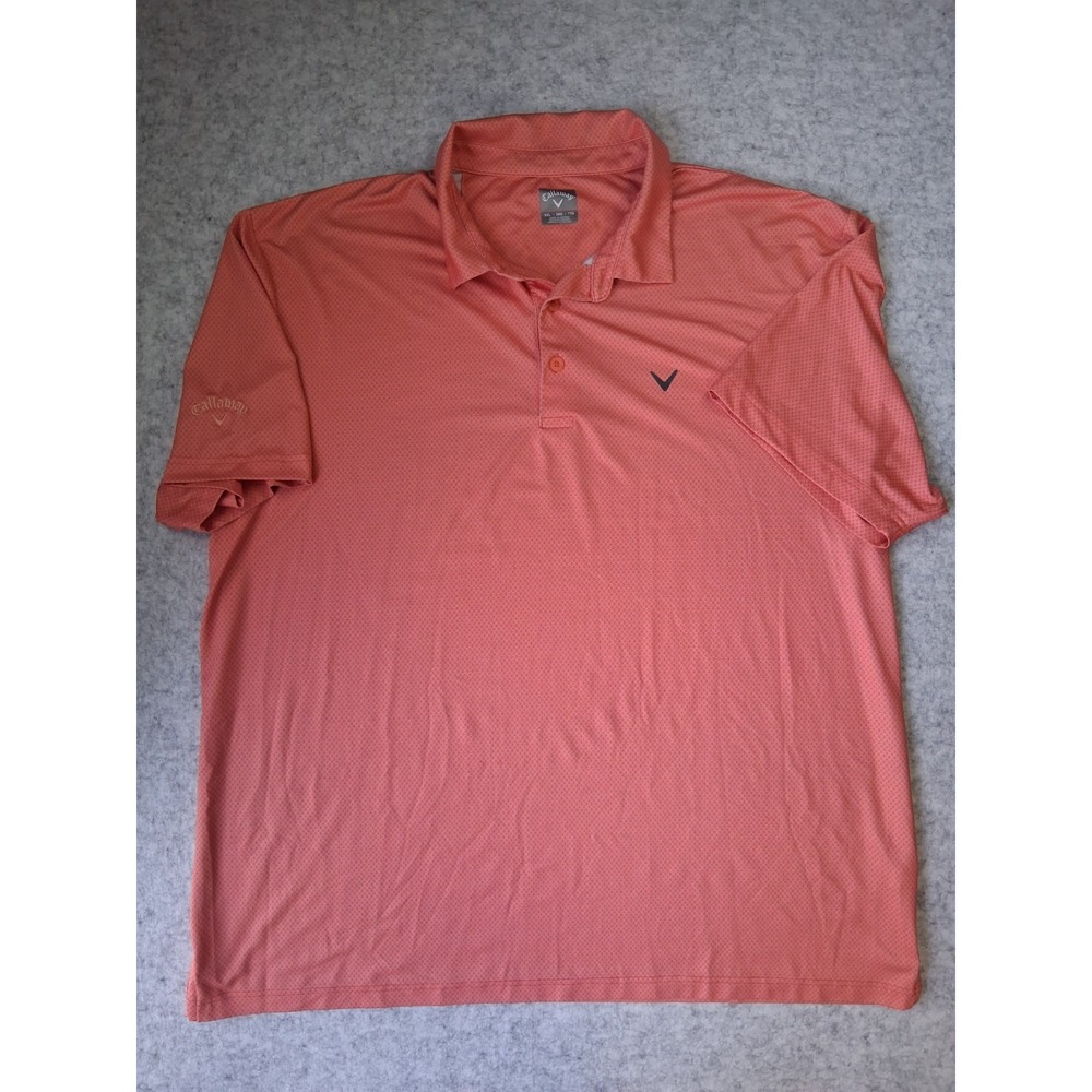 Callaway Orange Golf Polo Shirt Men XXL OptiDri Stretch Performance Short Sleeve